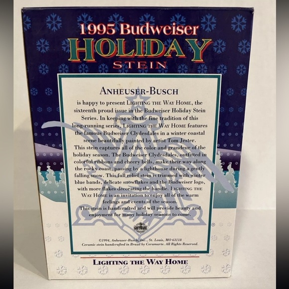 1995 Budweiser Holiday Stein titled "Lighting The Way Home" - Picture 12 of 16